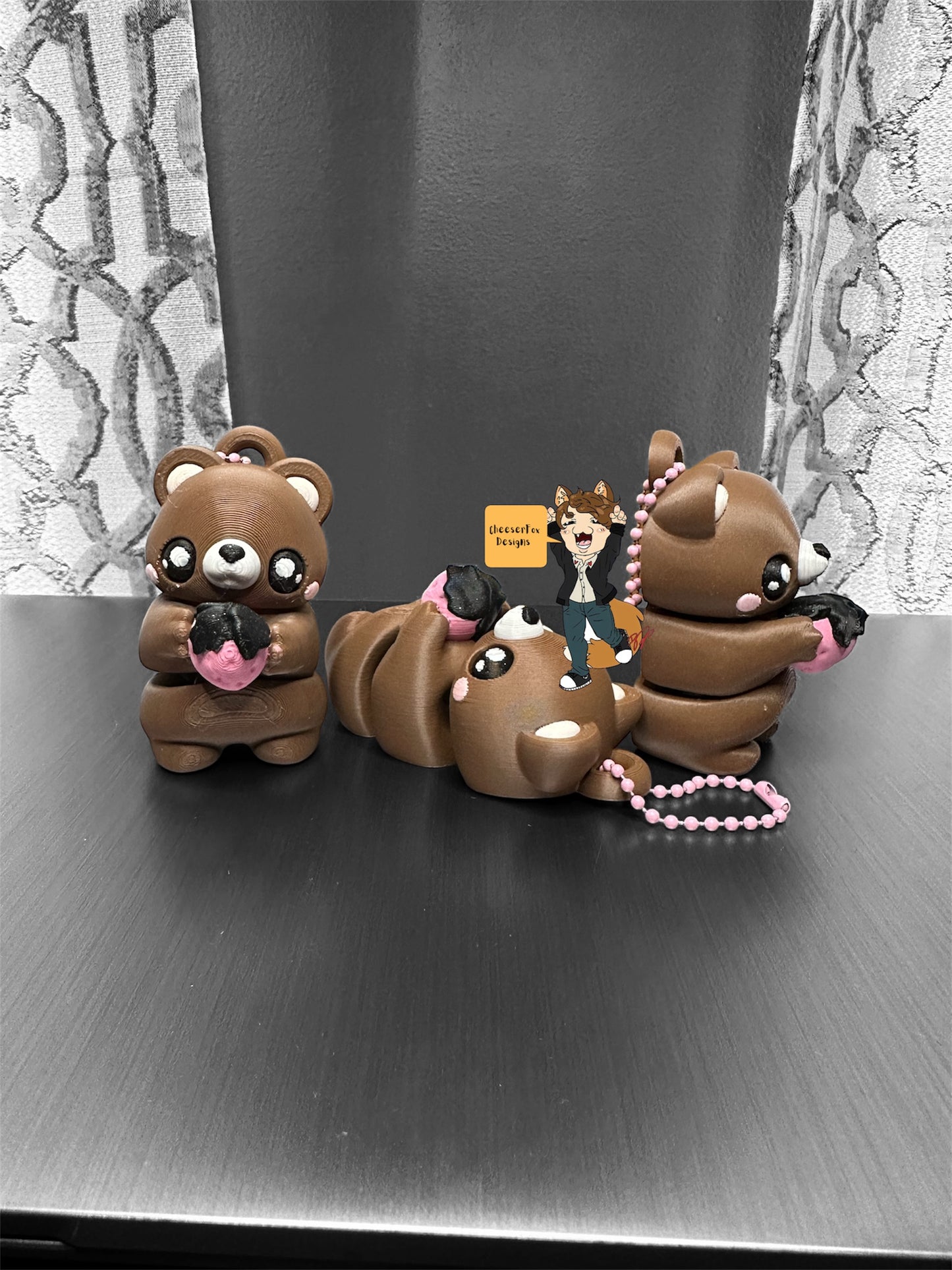 Chonky strawberry bear keychain