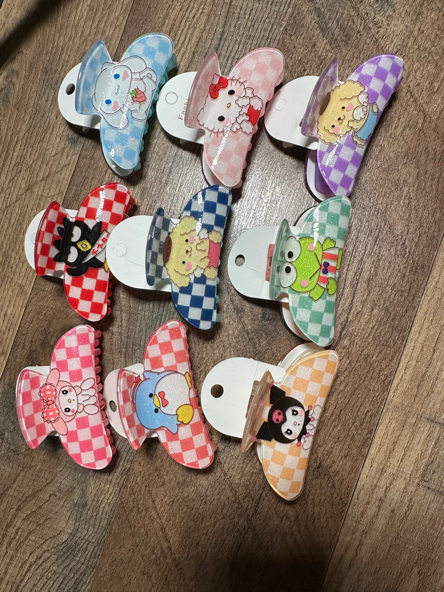 Kawaii hair claw checkered