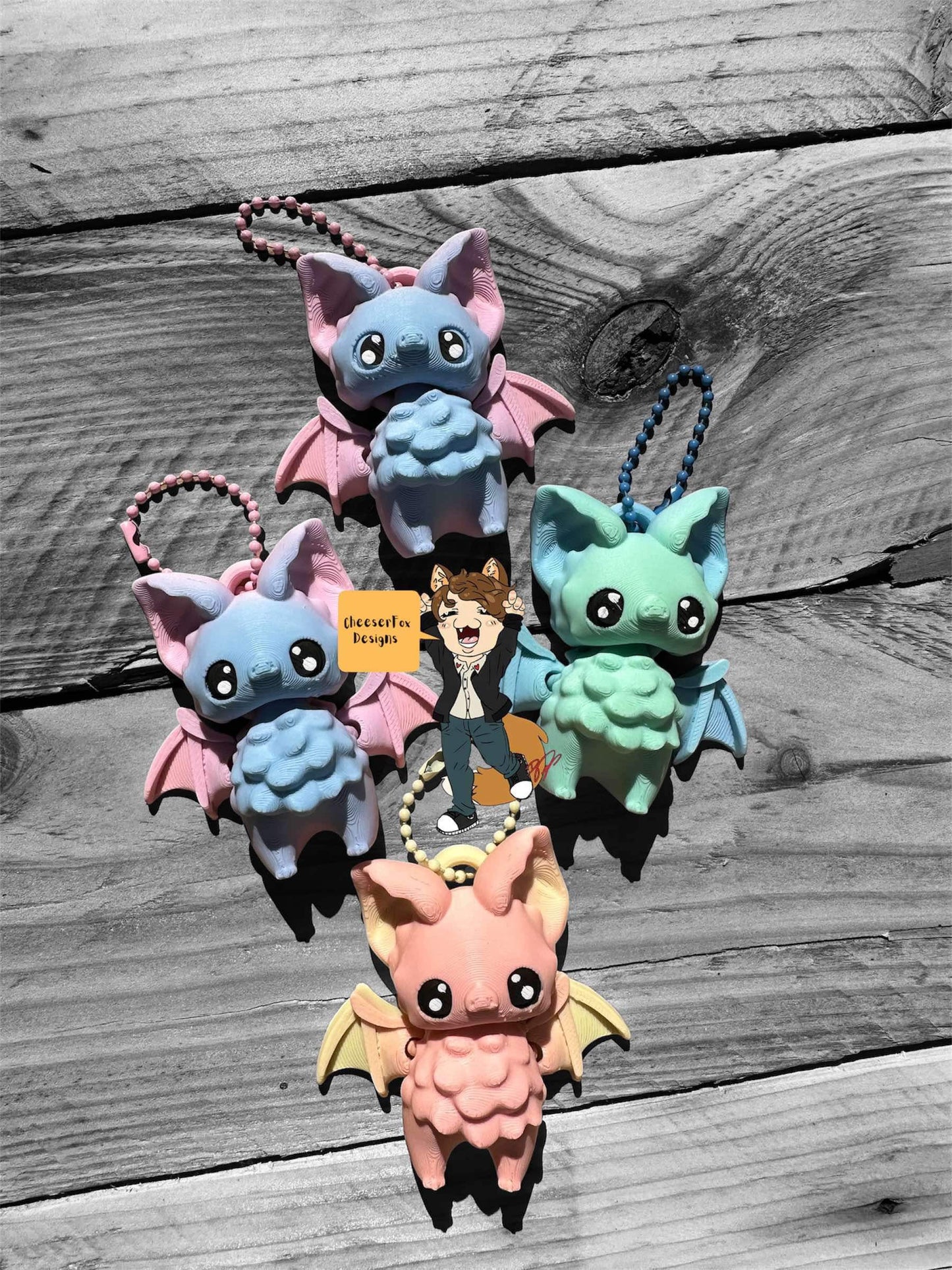 CheeserFox designs bat keychain