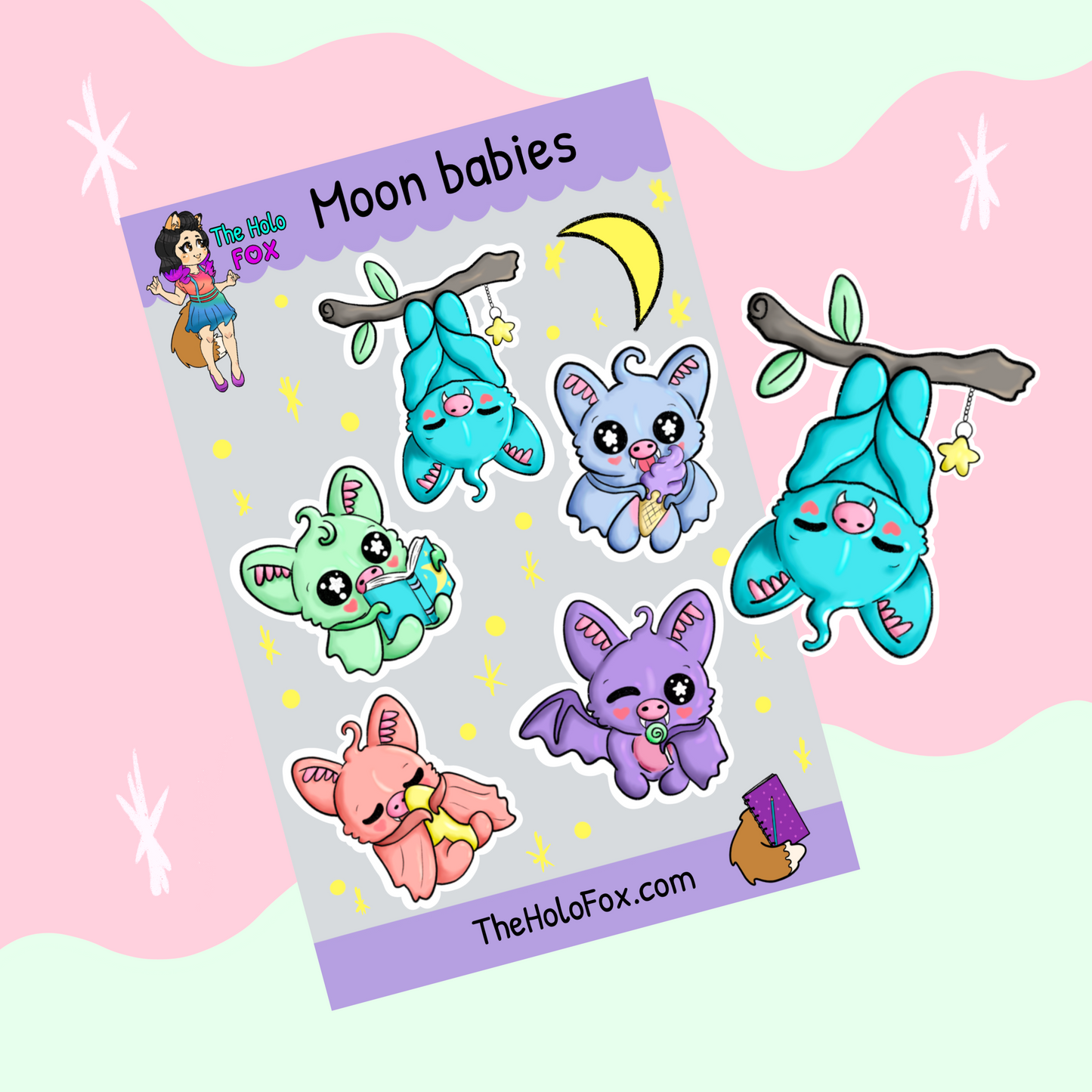 Moon babies sticker sheet