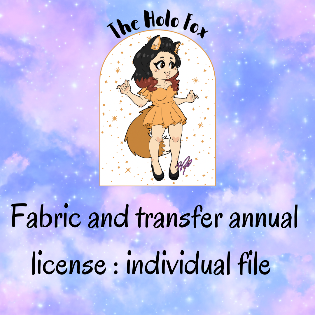Digital file license for individual files , fabric and transfer shops